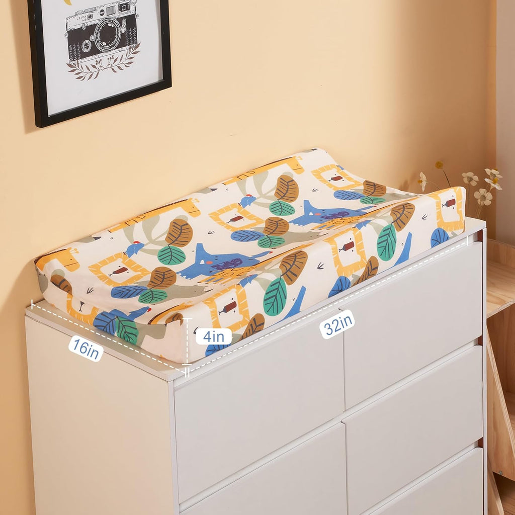 TILLYOU Baby Changing Pad Cover, Changing Table Cover for Girls Boys, Ultra Soft Breathable, 2 Pack Animal Geometry & Blue