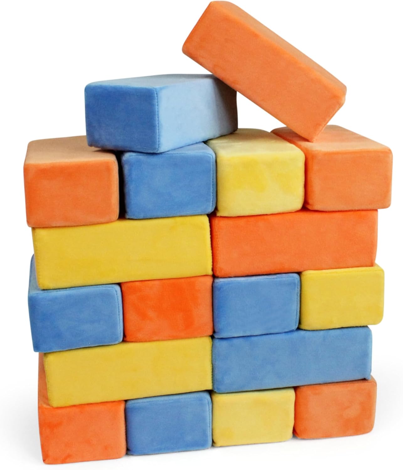 The Original Premium Plush Building Block for Kids - Certified Safe Foam Blocks in Luxuriously Soft Fabric Covers - Set of 24 (B.O.Y.)