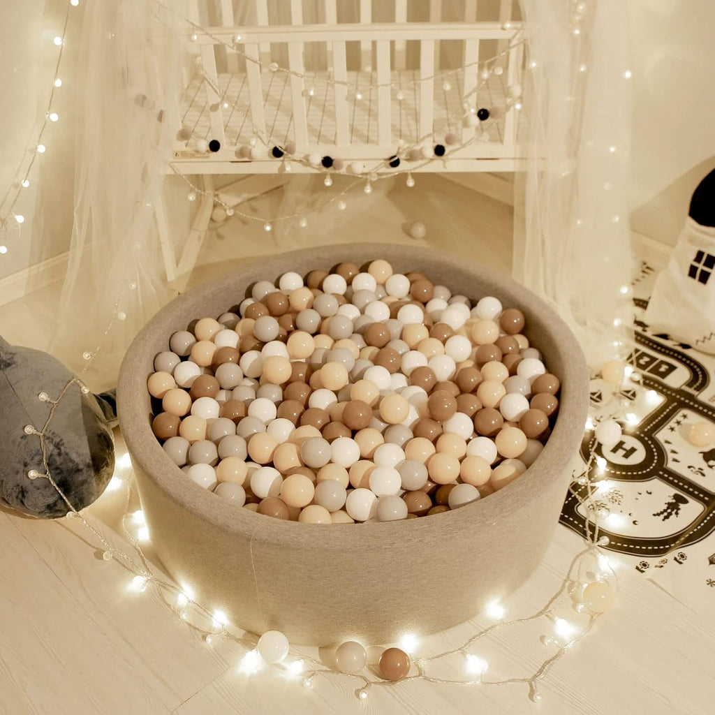GOGOSO Balls for Ball Pit - Plastic Ball for Toddlers 1-3, Baby Kids Ball Pool Decoration 50 100 200 300 500 1000 (Grey+Coffee+ Beige+White, 1000 Balls)