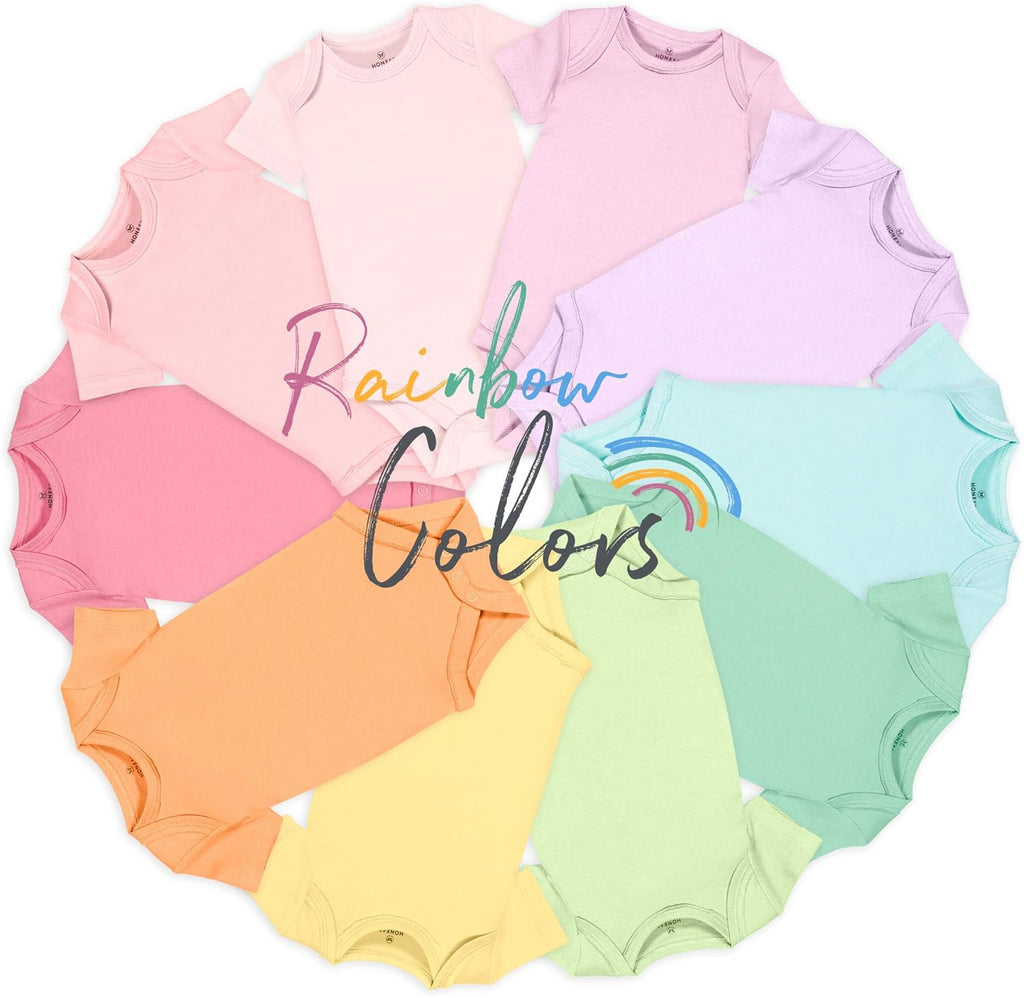 HonestBaby unisex-baby 10-pack Short Sleeve Bodysuits One-piece 100% Organic Cotton for Infant Baby Boys, Girls