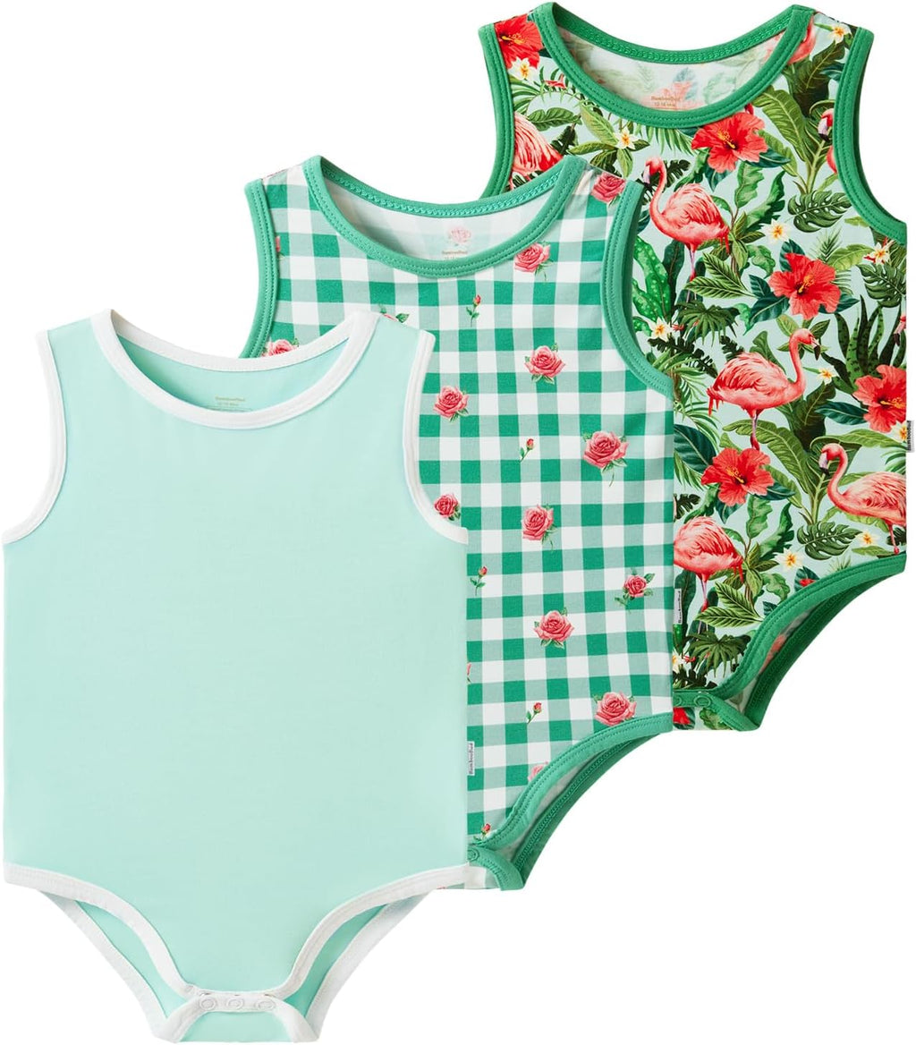Baby Boy Girl Pajamas Toddler Infant Unisex Sleeveless Sleep Bodysuit Sleepwear Newborn Snap Snug Fit 3-Pack