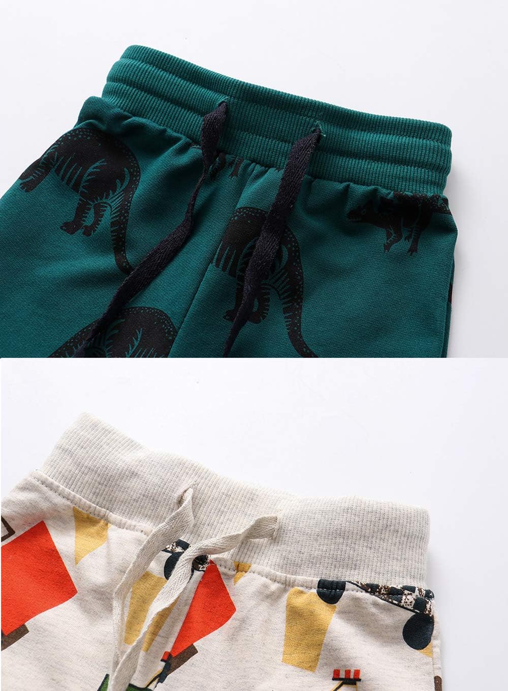 HUAER& Baby Boy's Jogger Pants Dinosaur Car Drawstring Elastic Sweatpants