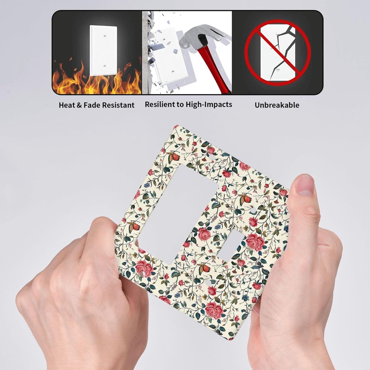 Outlet Covers Vintage Flowers Rose Leaf Bird Butterfly 1 Toggle 1 Rocker Combination Decorative Wall Plate Electrical Switch Plates Light Switch Cover Plate for Bedroom living Room Decor