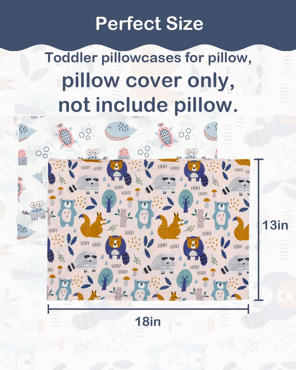 ALVABABY Toddler Pillowcases Stretchy Soft Kids Pillow Cover 2 Pack Fit 13"x 18" or 12"x16" Envelope for Girl Boy Sleepy Travel 2TPE25A