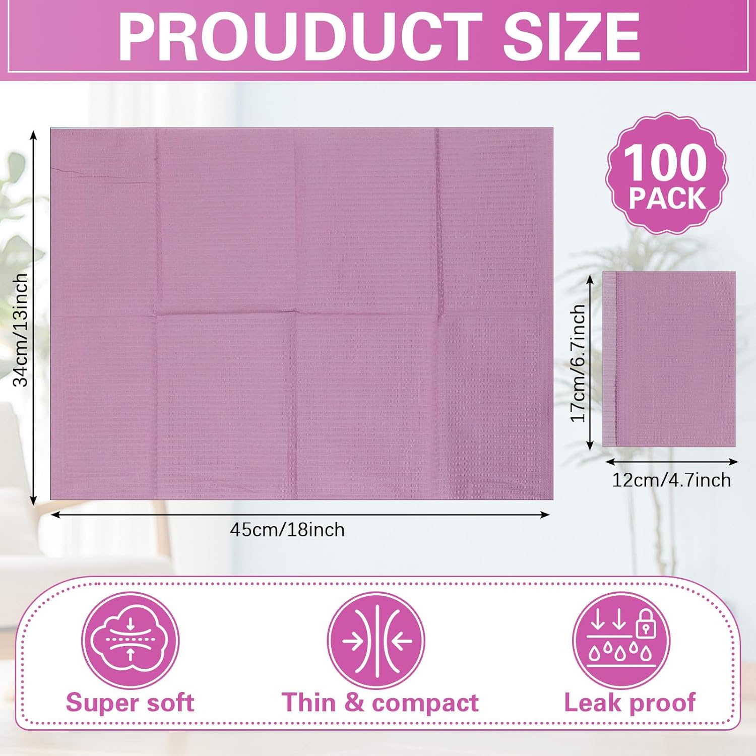 100pcs Disposable Changing Liner 2-ply Baby Changing Station Pad Disposable Changing Pads Diaper Changing Mat Portable Sanitary Liner Refills for Commercial Restrooms (Purple)