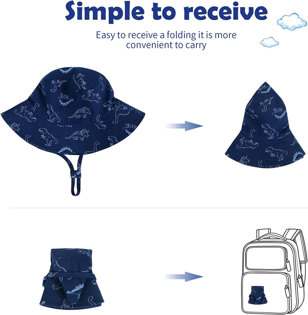 Durio Baby Bucket Sun Hat Toddler Hats Summer Beach Hat UPF 50+ Sun Protection Bucket Hats for Kids Baby Boy Girl Gifts 2Pack