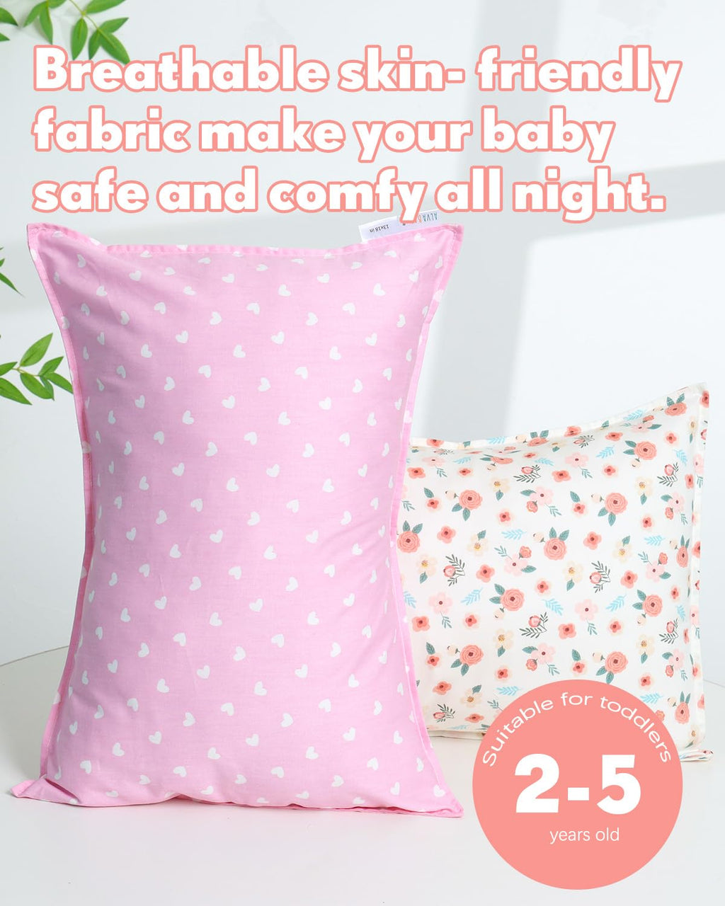 ALVABABY Toddler Pillowcases Fits 14x20in,13x18in Kids Cotton Baby 2 Packs Envelope Kids Pillow Cover for Boy Girl Sleeping Travel 2L-FTP17A