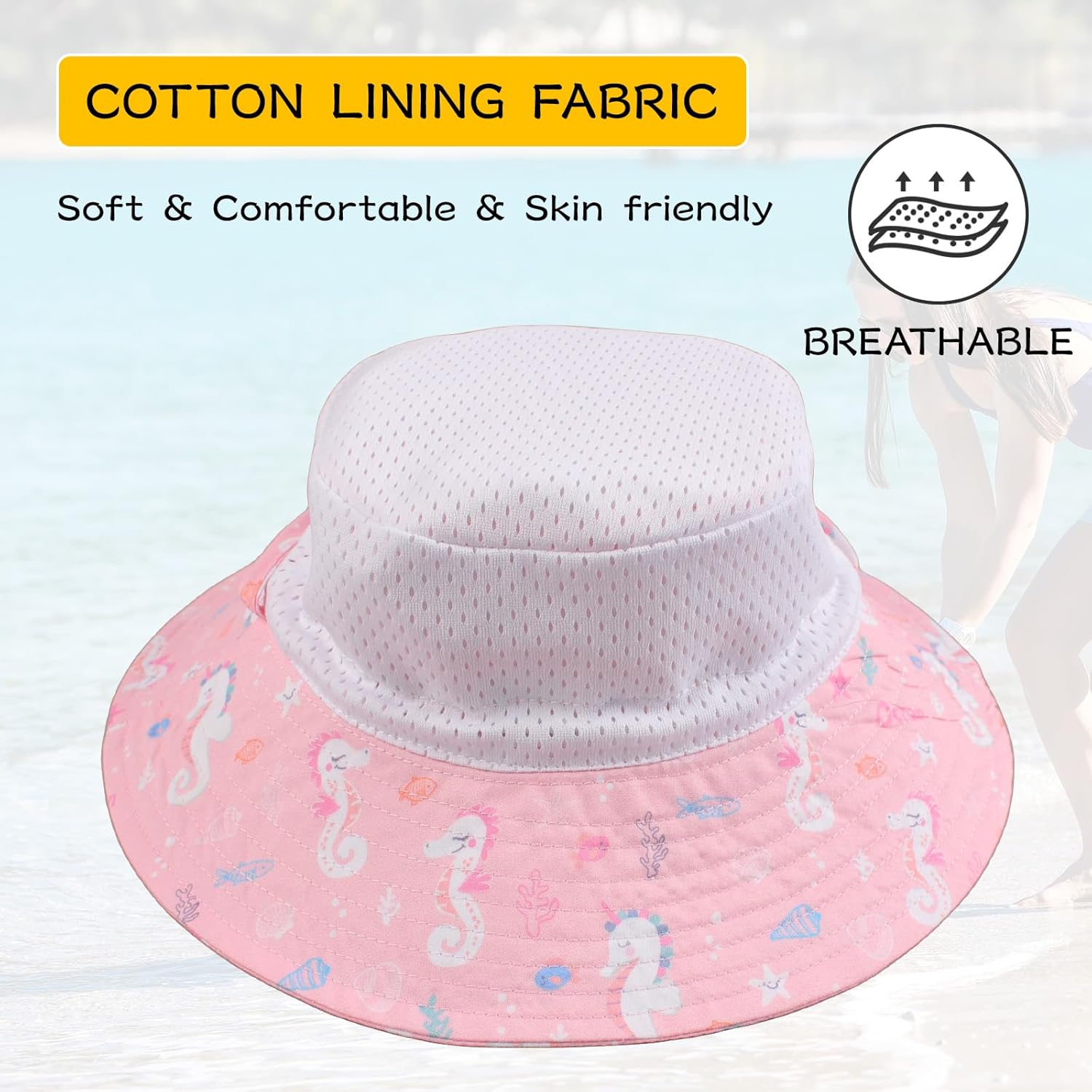 Peecabe Summer Baby Sun Hat for Boys Girls UPF 50+ Wide Brim Toddle Bucket Hat Adjustable Baby Beach Cap 0-8 Years