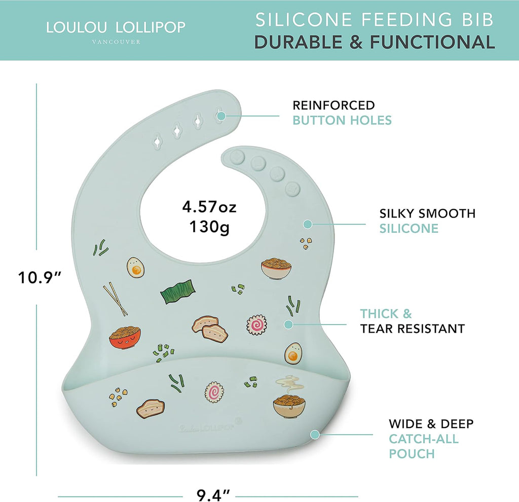 Loulou Lollipop Soft, Waterproof Silicone Feeding Bib for Babies and Toddlers