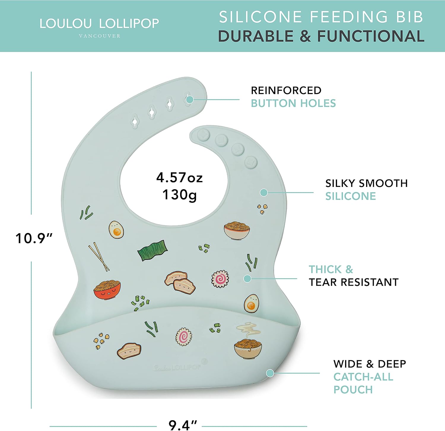 Loulou Lollipop Soft, Waterproof Silicone Feeding Bib for Babies and Toddlers
