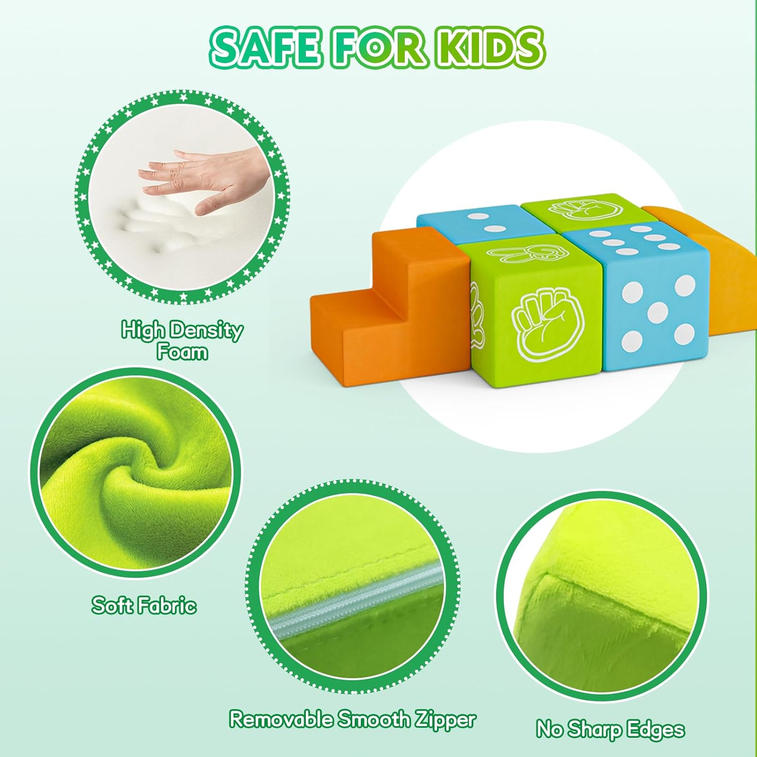 UMOMO 6 PCS Foam Climbing Blocks Multi Form Combination Transformation Gift for Children, Dice & Rock-Paper-Scissors Mode, Colorful Modular Climb Activity Play Set Toy for Toddlers Preschool Playroom