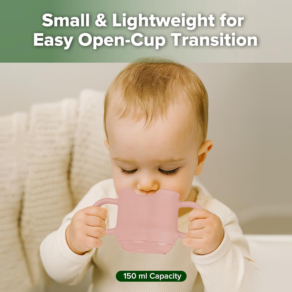 haakaa Silicone Toddler Cups, BPA Free Drop-Proof Training Cups for Baby 6 Months+, 5 Ounce (Blush)