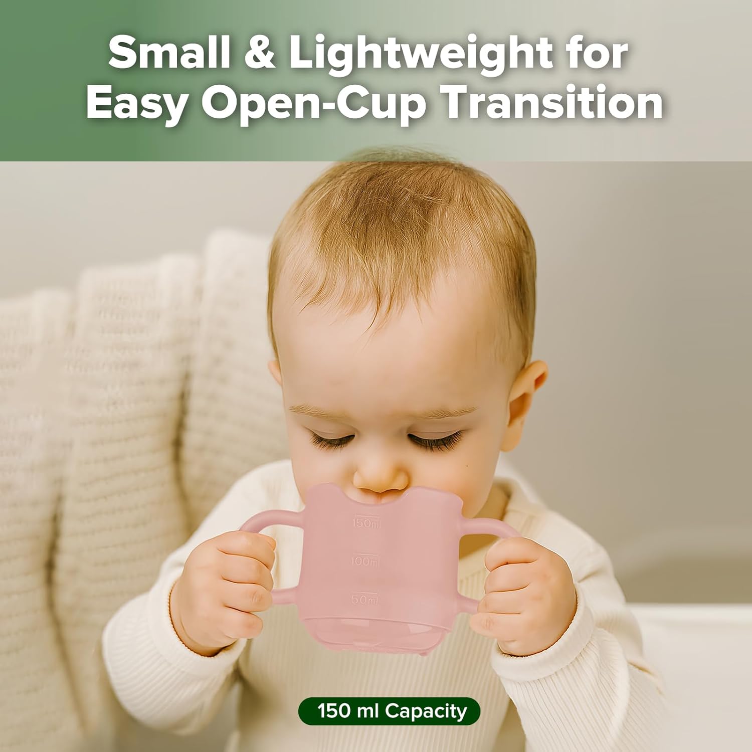 haakaa Silicone Toddler Cups, BPA Free Drop-Proof Training Cups for Baby 6 Months+, 5 Ounce (Blush)