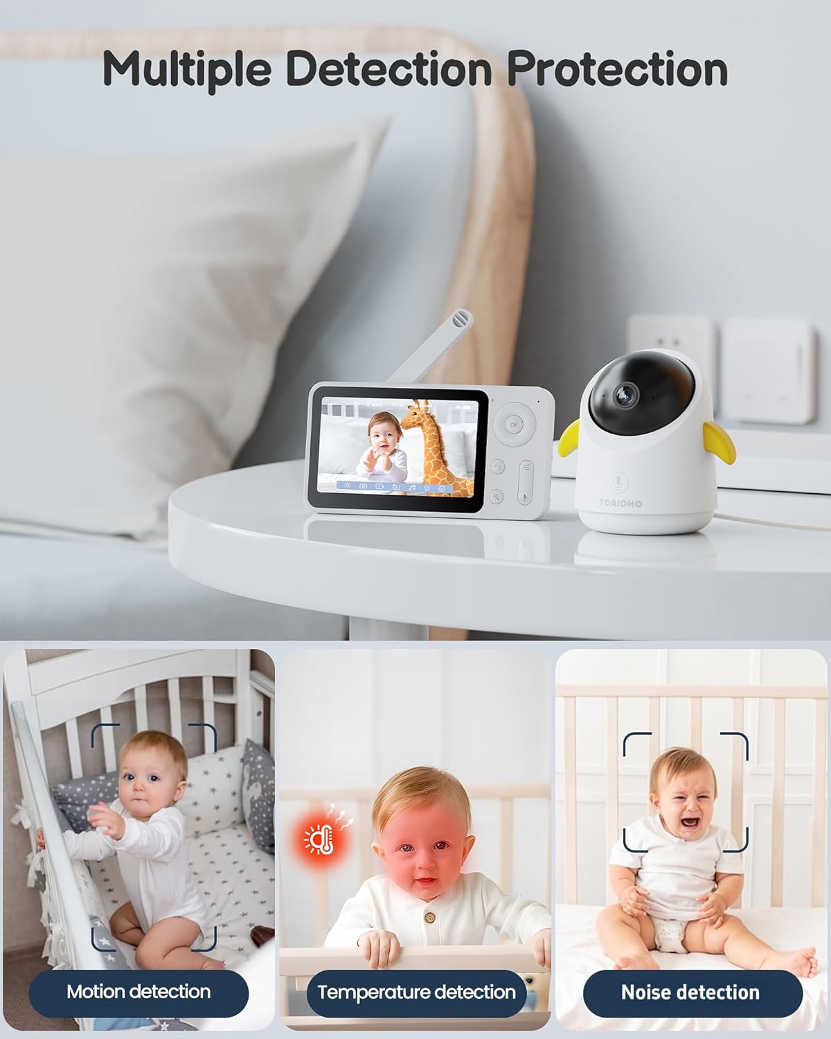 Baby Monitor with 2 Cameras and Audio WiFi/No WiFi: Baby Monitor WiFi Smartphone APP Control NightVision 4.3' Screen Smart Video Baby Monitor with Remote PTZ 2-Way Talk Motion & Cry Alert iOS/Android
