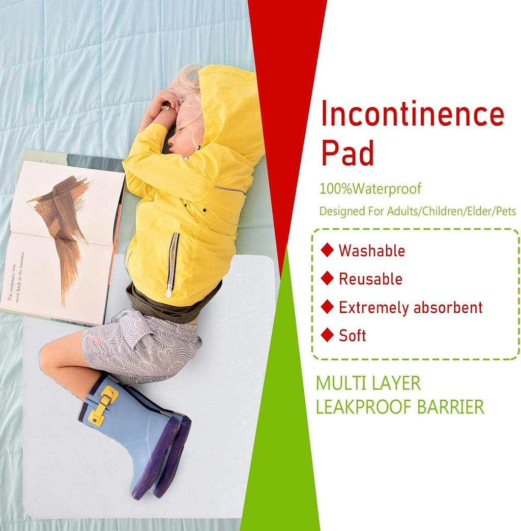 Bamuho Bed Pads for Incontinence Washable with 4 Layers of Protection, Waterproof Bed Pads Large 34" x 52" Great for Adult, Children and Pets