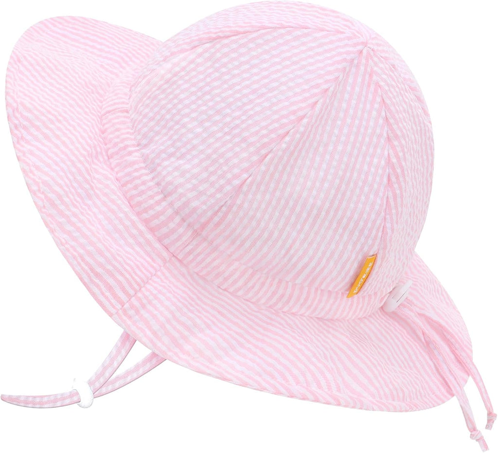 UPF 50+ Baby Bucket Hat - Wide Brim Sun Protection Beach Cap for Girls - Cute & Adjustable Toddler Hat