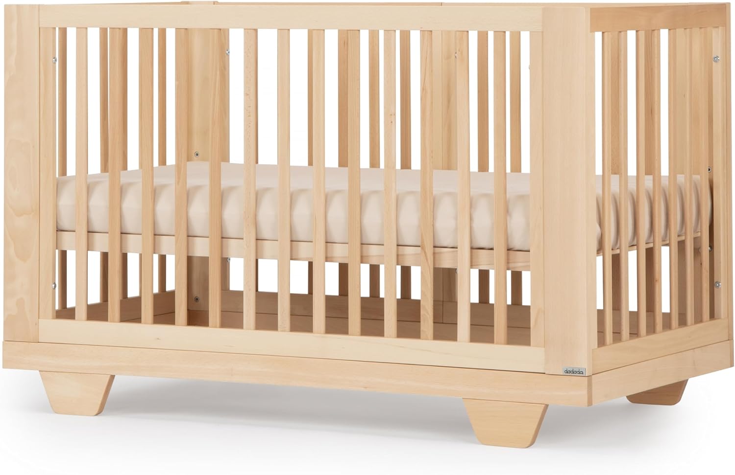 dadada Spirit 8 in 1 Convertible Crib to Toddler Bed & Floor Bed, Made in Italy, Greenguard Gold Certified, Adjustable Mattress Heights (Natural)