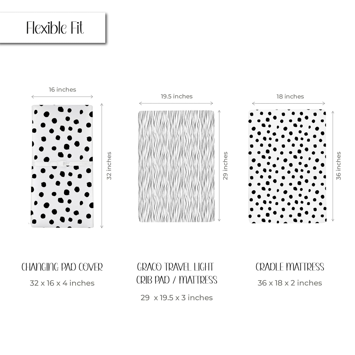 Changing Pad Cover Set | Cradle Sheet 2 Pack 100% Jersey Cotton Black and White Abstract Stripes and Dots by Ely's & Co