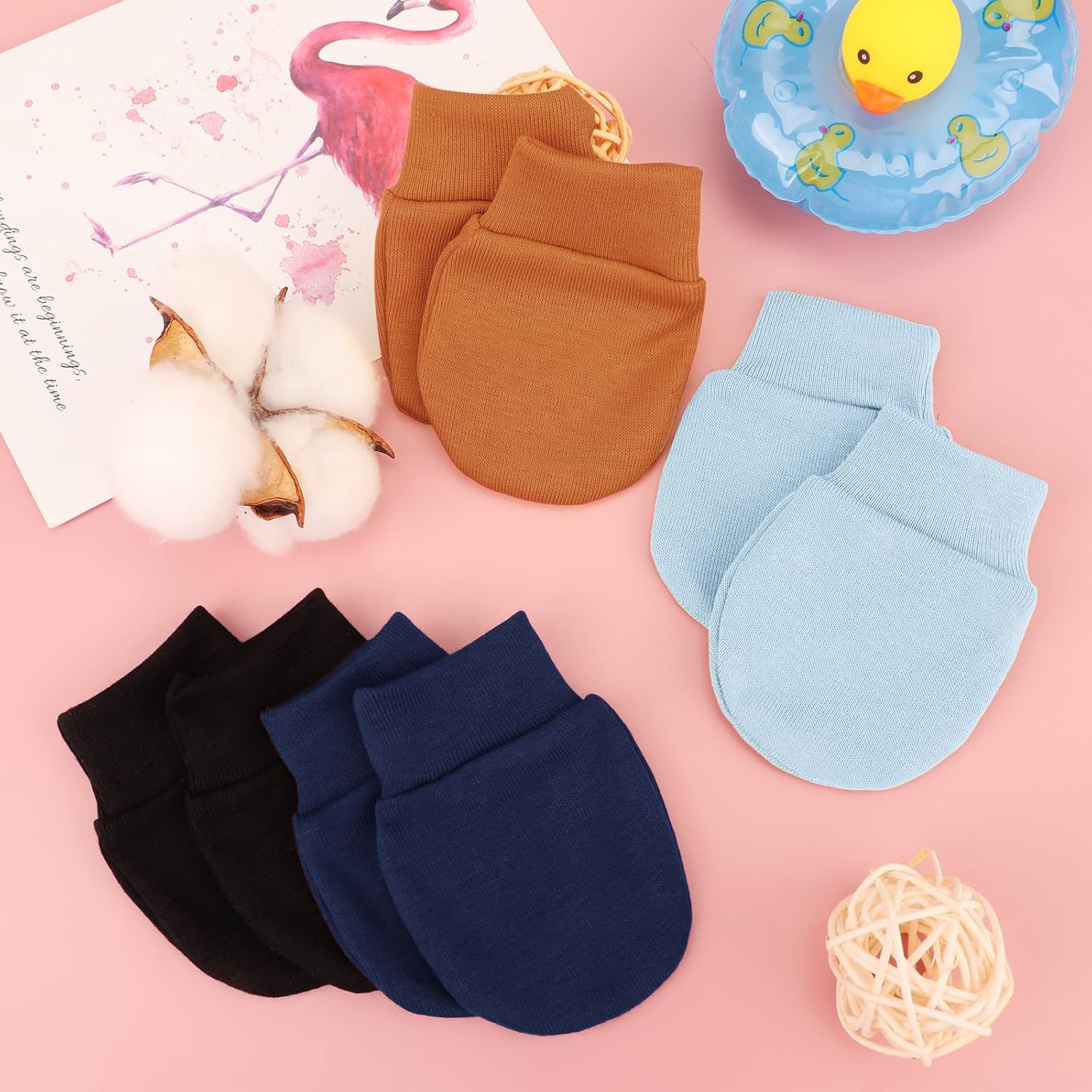 Newborn Baby Mittens No Scratch Cotton Elastic Wrist Gloves Infant Toddler Mittens for Baby Boy Girl 0-6 Months