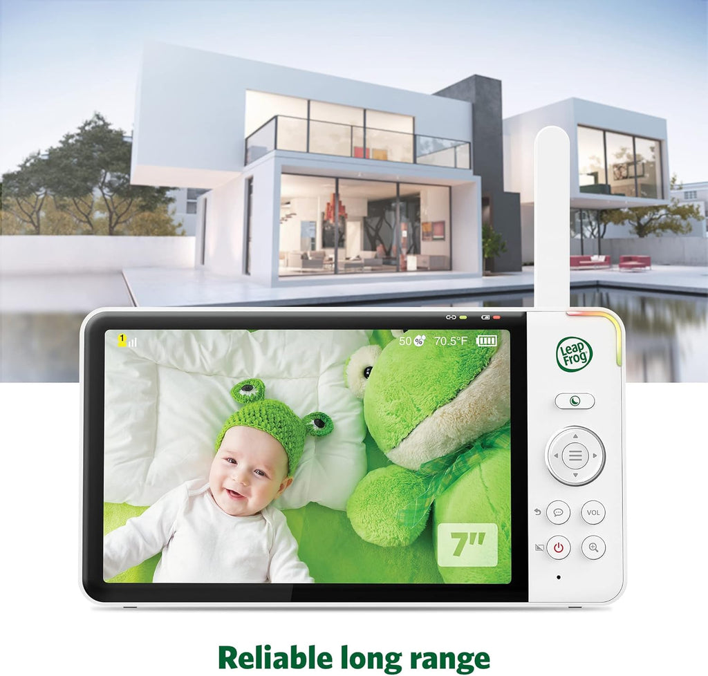 LeapFrog LF930HD Baby Monitor, 7” 720p HD Display,Video Baby Monitor with Camera and Audio, 1080p Smart Remote Access,360° Pan & Tilt,Color Night Light &Vision, Two-Way Intercom