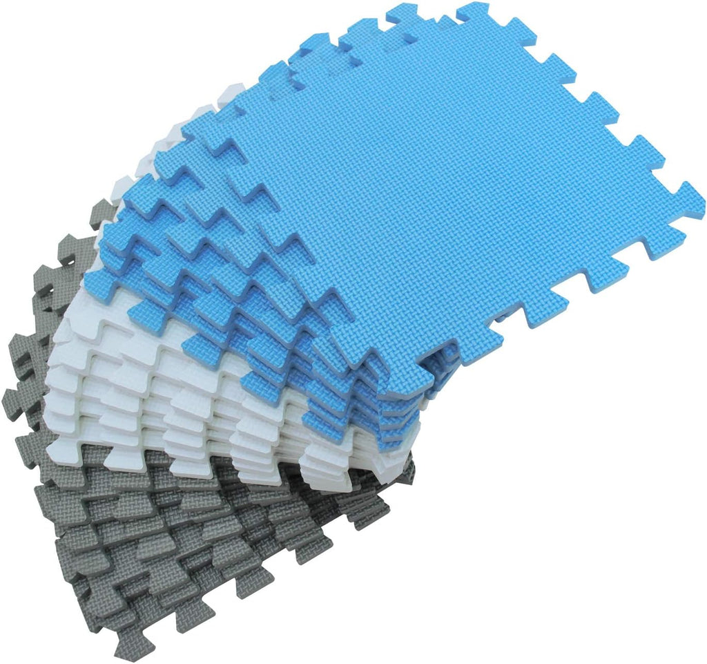 MQIAOHAM® 18 Pieces Puzzle Play Mats, Soft Baby Play Mat, Kids Interlocking Foam Floor Tiles, Toddlers Carpet Playmats G301018-101107112