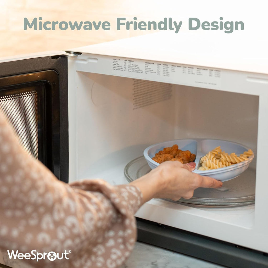 WeeSprout Silicone Divided Plates (No Lids), 100% Food Grade Silicone Divided Plates for Toddlers & Kids, Dishwasher & Microwave Safe