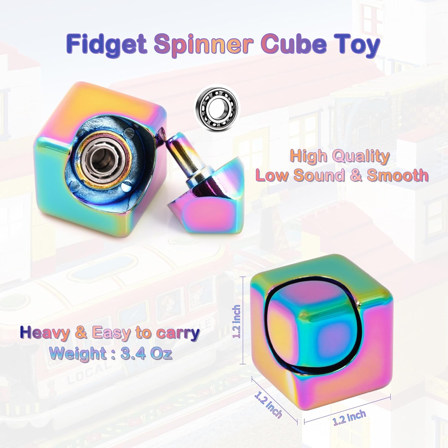 Desk-Fidget-Toys Spinner-Cube: Cool-Gadgets Metal Kinetic-Desk-Toys Office EDC-Toy, ADHD Tools Cool-Stuff Thing Stress Relief Toy Gift for Kids Children Teens Adults Christmas Women Men
