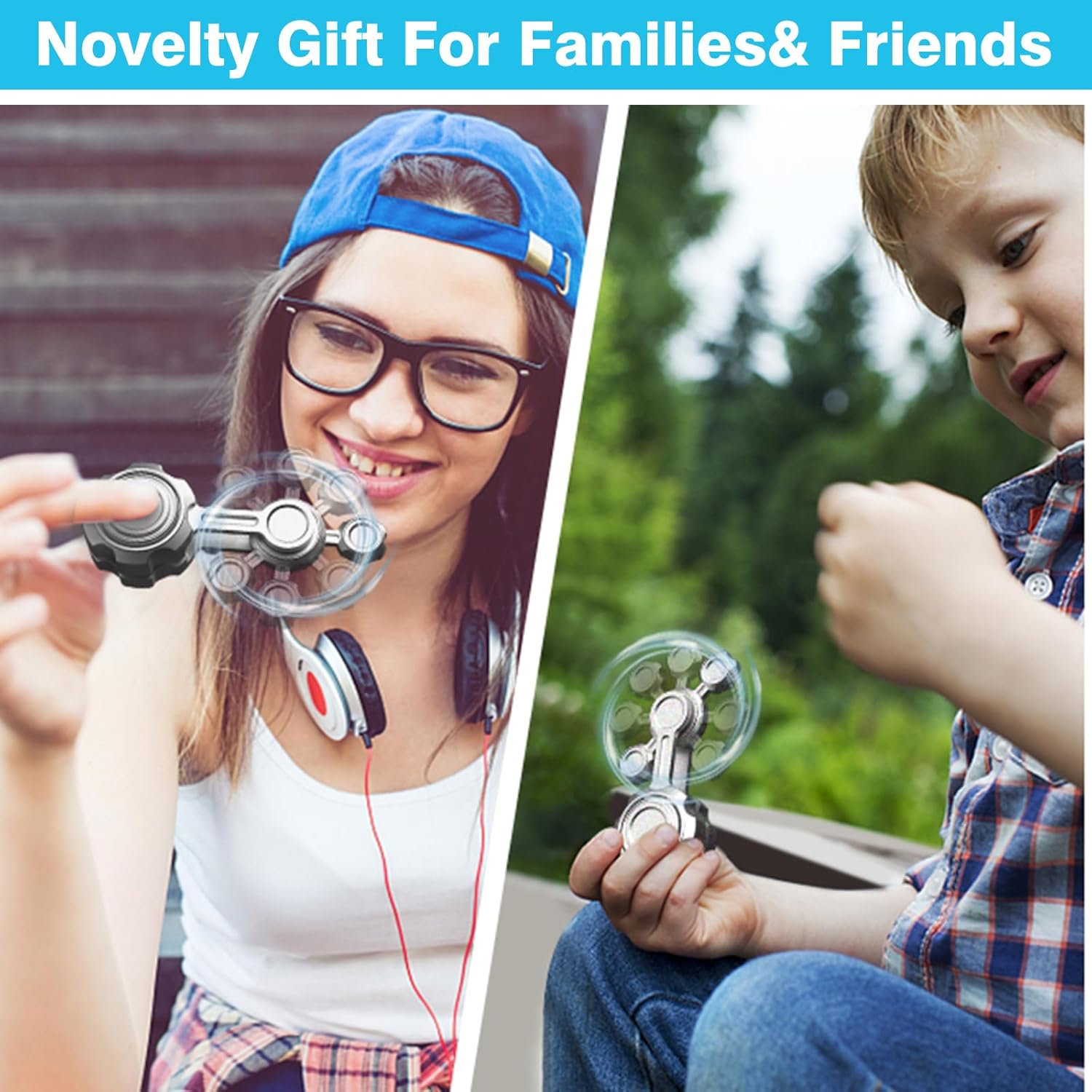 Cool Gear Fidget Spinner Metal Toy Gift for Kids Adults, Luminous Hand Finger Spinner Block Fingertip Spinning Top, Infinity Cube Spinner Desk Toy for Anti Anxiety Stress Relief Home Office Prize