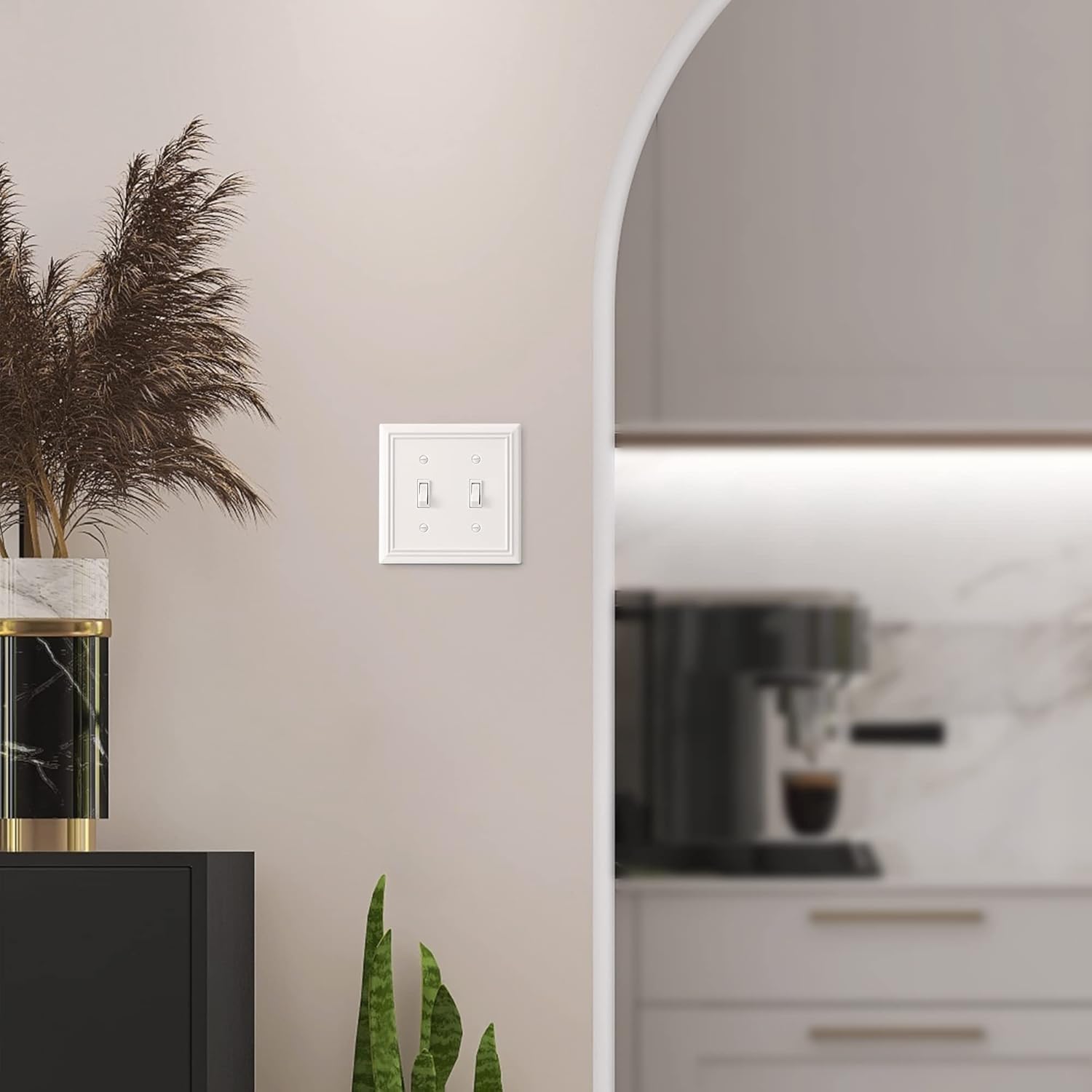 DEWENWILS White Light Switch Cover, Metal Toggle Light Switch Wall Plate, 2-Pack