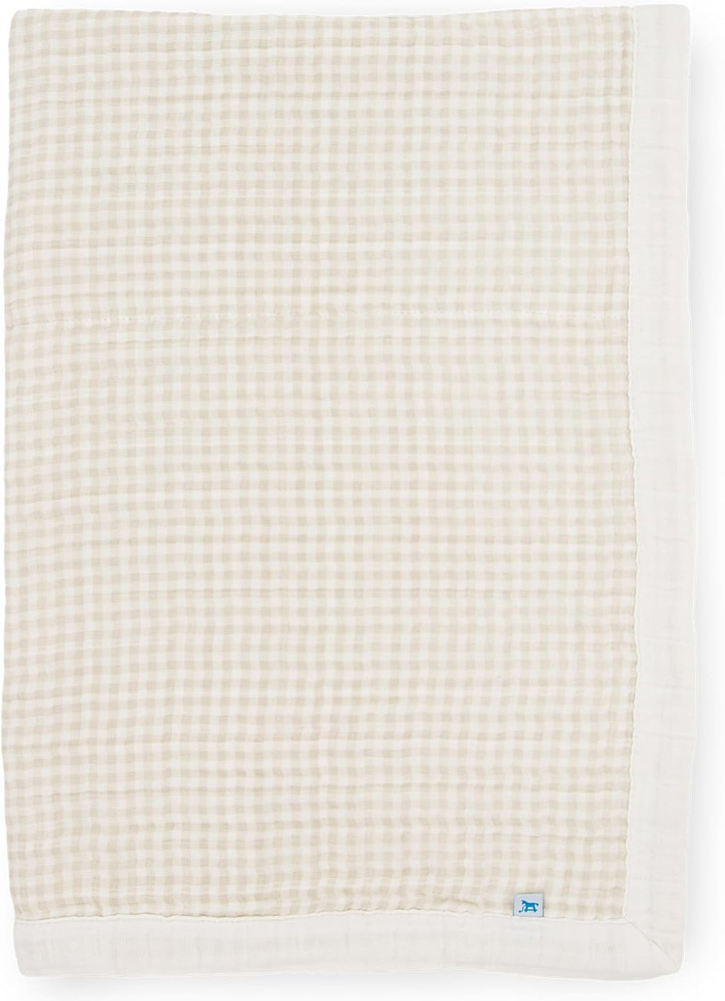 Little Unicorn Newborn Receiving Quilt | Ultra- Soft, Multi-Layered Muslin Fabric | Gift for Newborns & on-The-go (Tan Gingham)