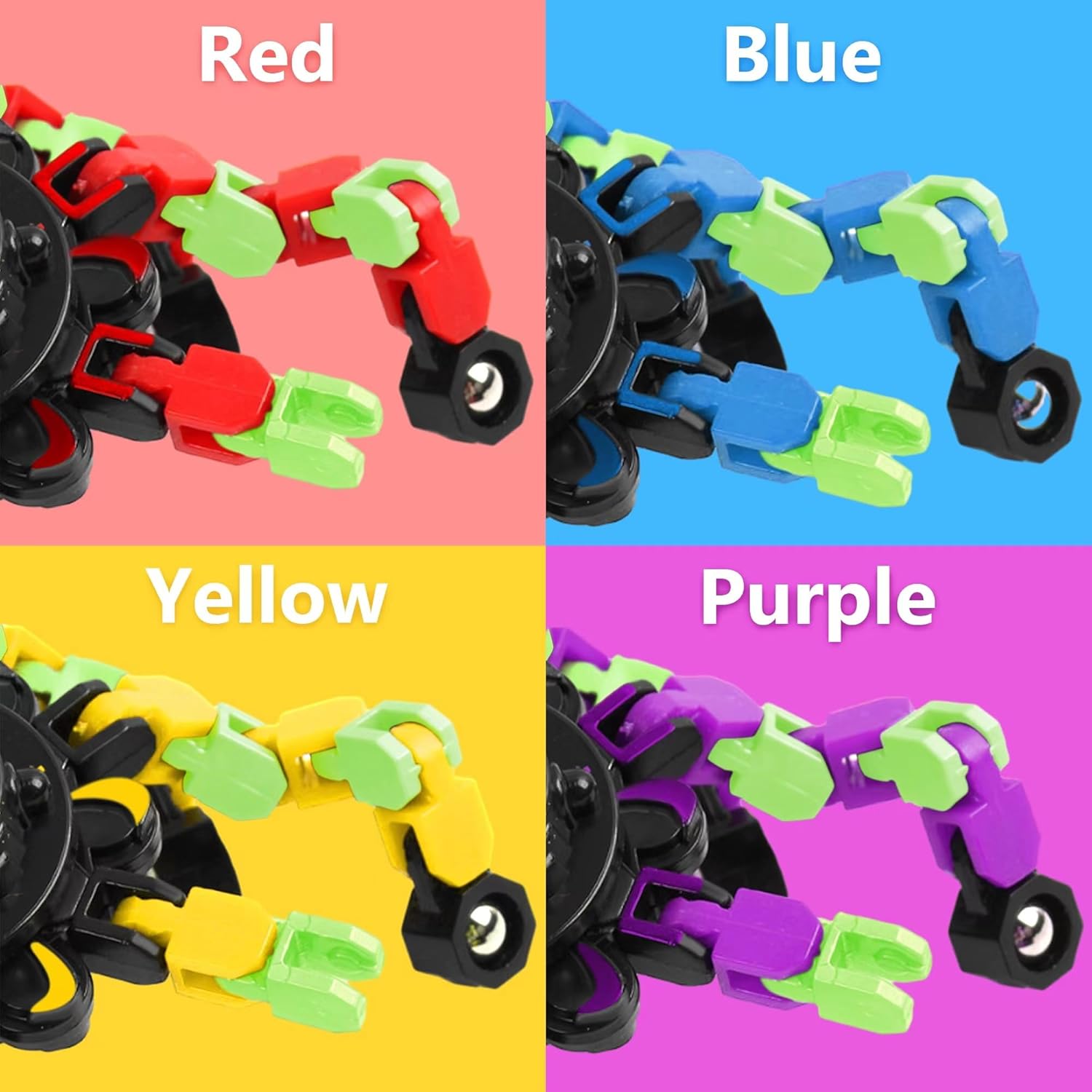 Fidget Spinners, DIY Transformable Chain Robot Finger Spinner, Glow in The Dark Deformable Creative Mechanical Gyro Toy Stress Relief Toy Fidget Fingertip Toy for Kids and Adults (8 Pack)