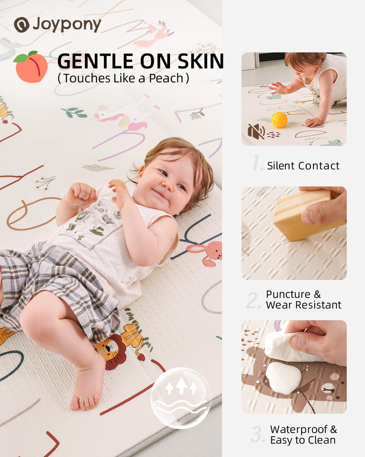 Baby Play Mat 71x79 Inch, 2 in 1 Fabric & XPE Dual-Sided Design Foldable Play Mats for Babies and Toddlers, Waterproof & Anti-Slip Baby Mat for Floor, Portable Baby Foam Crawling Mat with Travel Bag