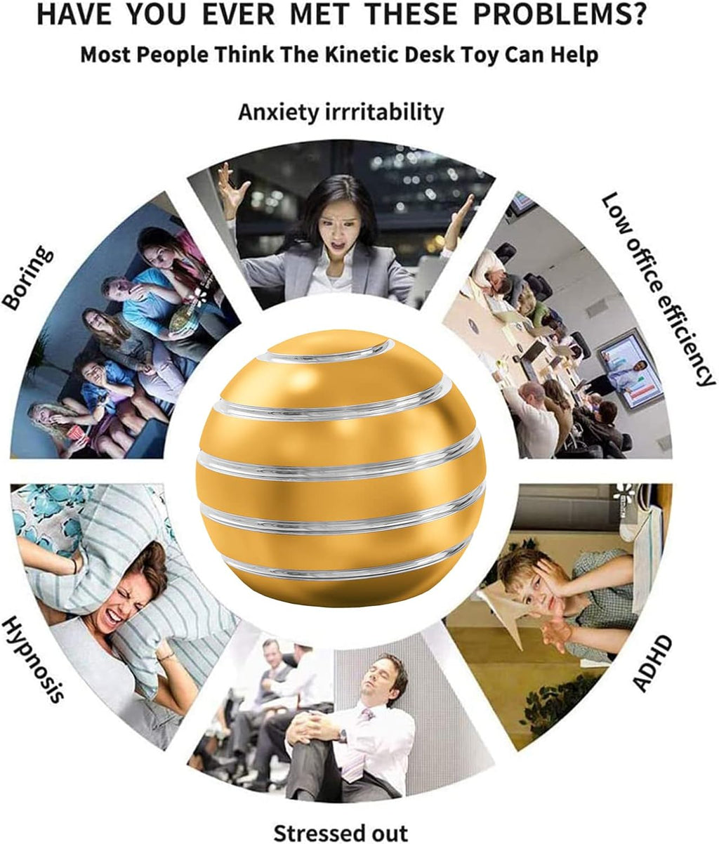 Adults Fidget Toys, 1.77" Kinetic Spinning Desk Toys for Office for Adults, Kids Fidget Toys for Anxiety, ADHD, Autism for Party Favors, Pinata Filler (1.77", Gold)