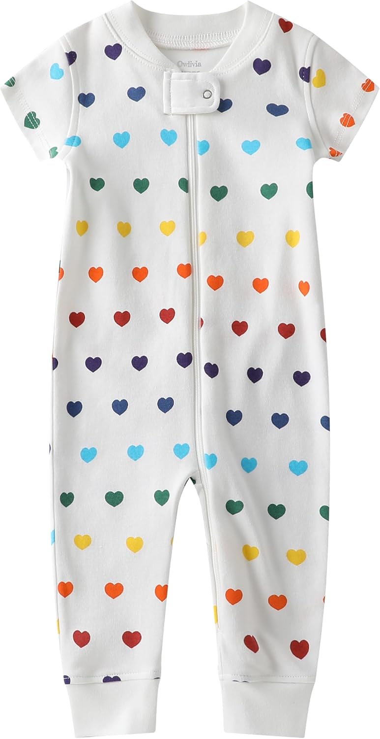 Owlivia Baby Boy Romper, Unisex Short-sleeve Summer Outfit, 100% Organic Cotton Girl One-Piece Jumpsuit