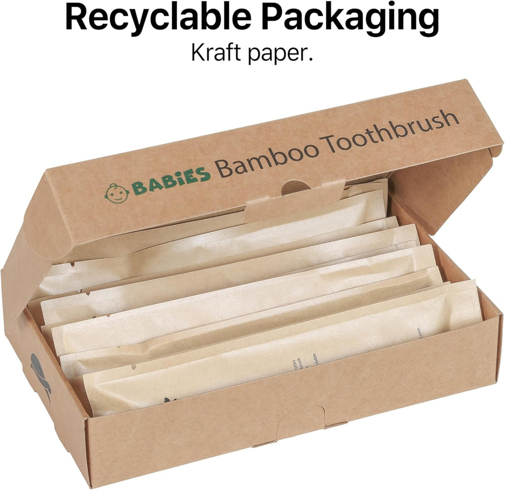 Sea Turtle Plant-Based Bristles, Ultra-Soft Bamboo Toothbrushes, Individually Sealed for Babies (10 Pack)