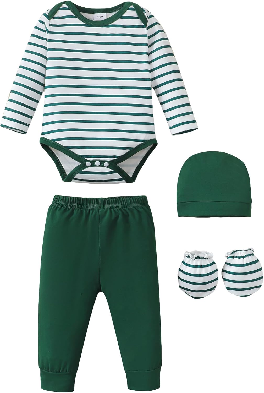 NZRVAWS Newborn Baby Boy Girl Clothes Unisex Infant Romper Pants Set Hat 4-Pack Outfits 0-12 Months 16 Pieces Toddler