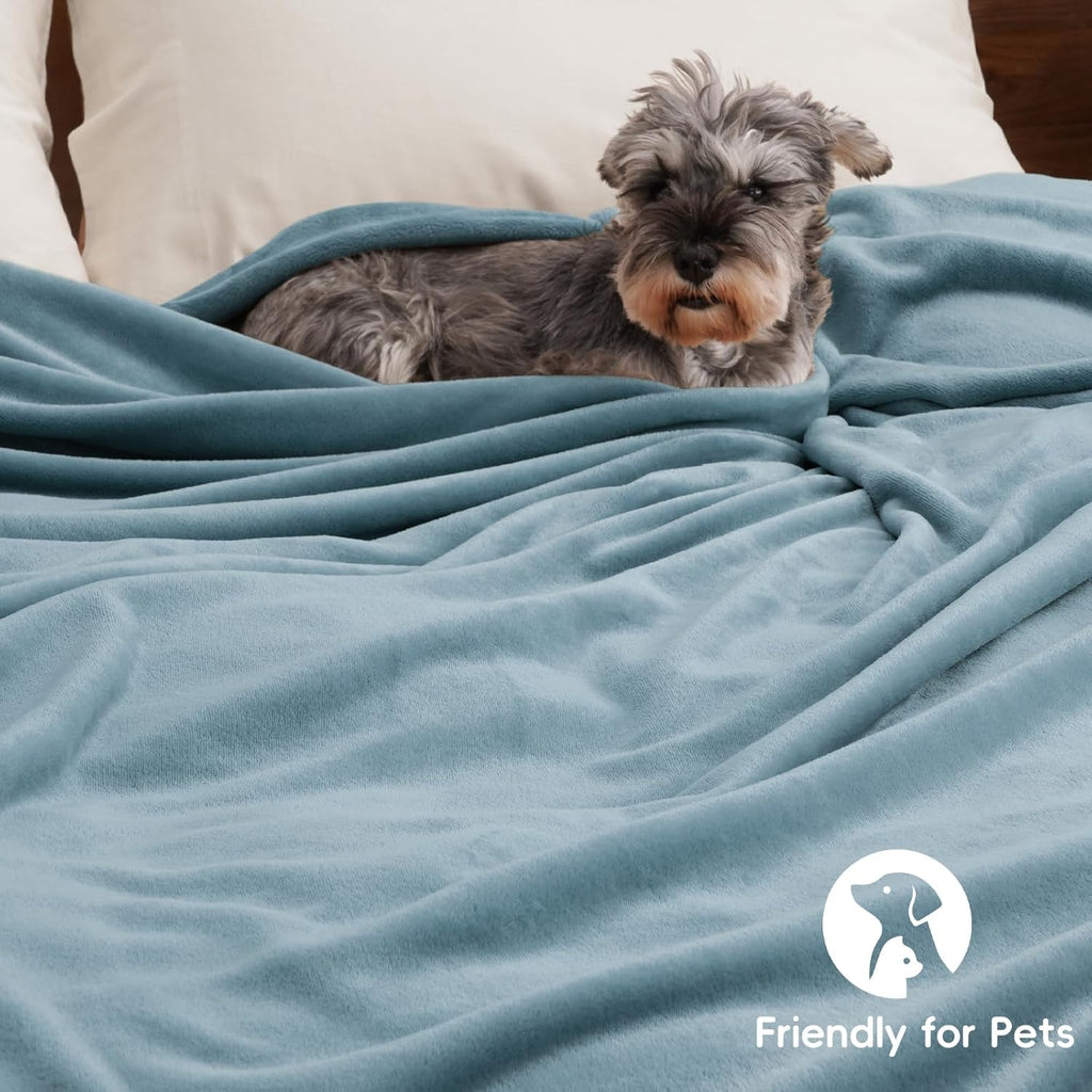 PHF Ultra Soft Fleece Blanket Twin Size, No Shed No Pilling Luxury Plush Cozy 300GSM Lightweight Twin XL Blanket for Bed, Couch, Chair, Sofa Suitable for All Season, 76" x 90", Dusty Blue