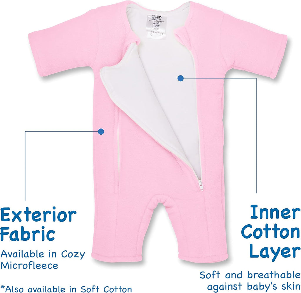 Magic Sleepsuit Baby Merlin's Microfleece Baby Swaddle Transition Product - Soft and Cozy Design, Double Zipper for Easy Diaper Changes, Promotes Safe Sleep 3-6 Months - Pink - Small 12-18lbs