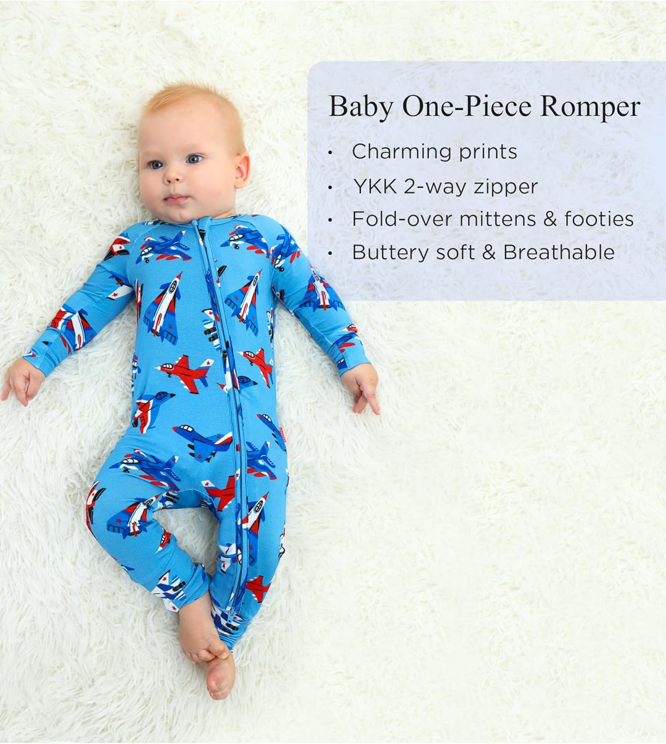 Baby One-Piece Romper Footless Bamboo Viscose Pajamas Sleepers for Baby Boys and Girls