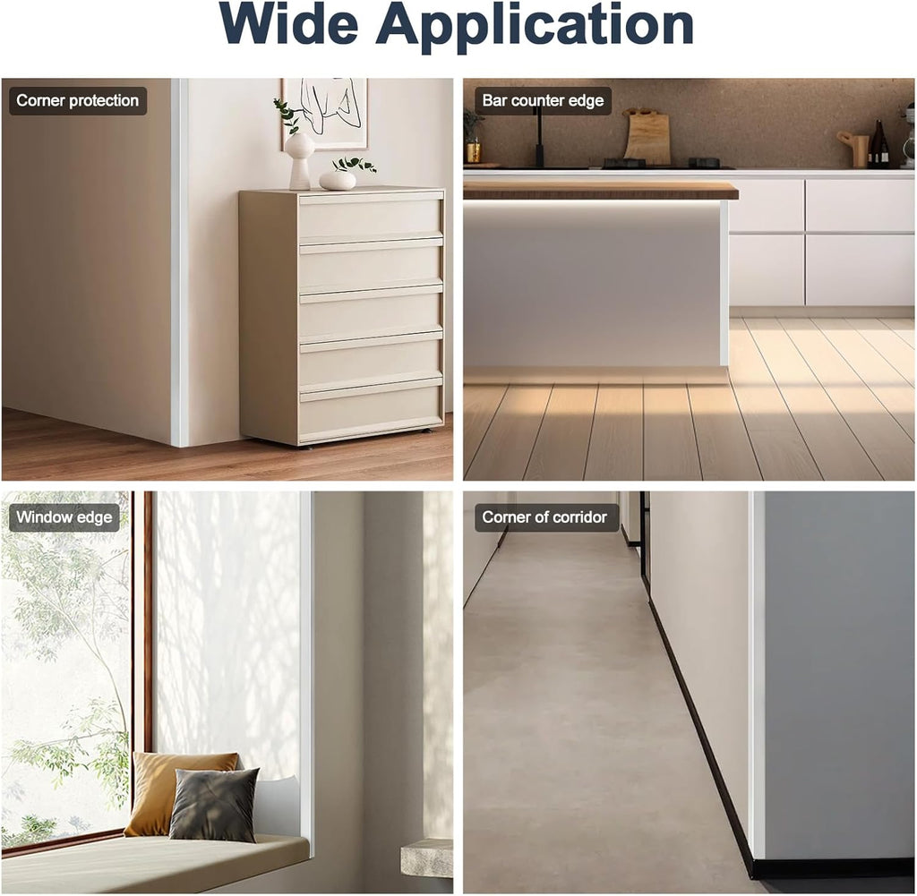 4PCS 45" Aluminum Metal Corner Protectors, Self Adhesive Corner Guards, Metal Wall Edge Protector Strip, Furniture Corner Protectors, Wall Cabinet Baseboard Decoration 45" x 2" (Silver)