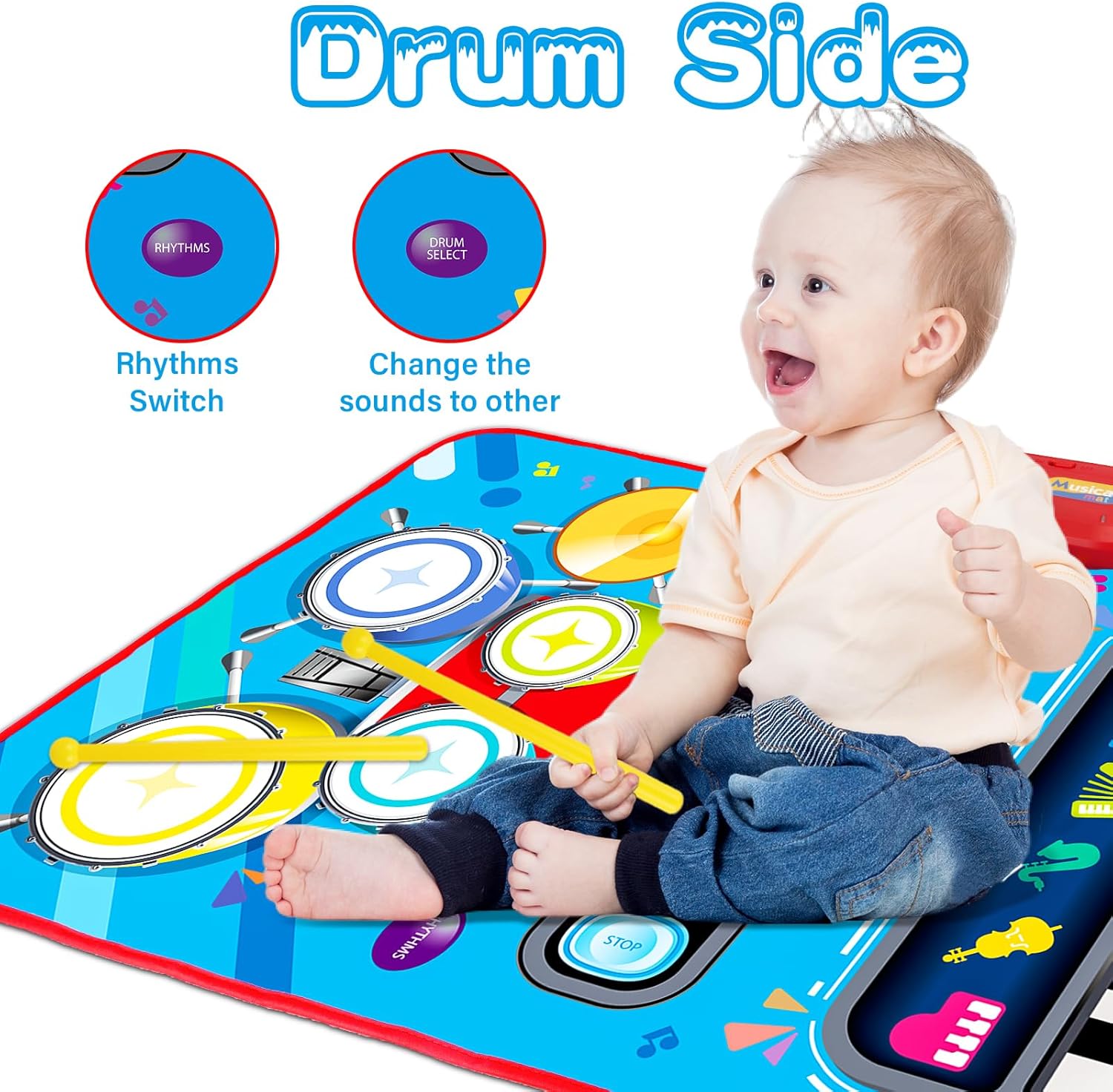 Baby Toys for 1 Year Old: Baby Musical Mat Toddler Toys Age 1-2 - 2 in 1 Piano Drum Babies Play Mat - Infant Music Toy 12-18 Months Babies Birthday Valentines Gifts for 1 2 3 Year Old Boys Girls
