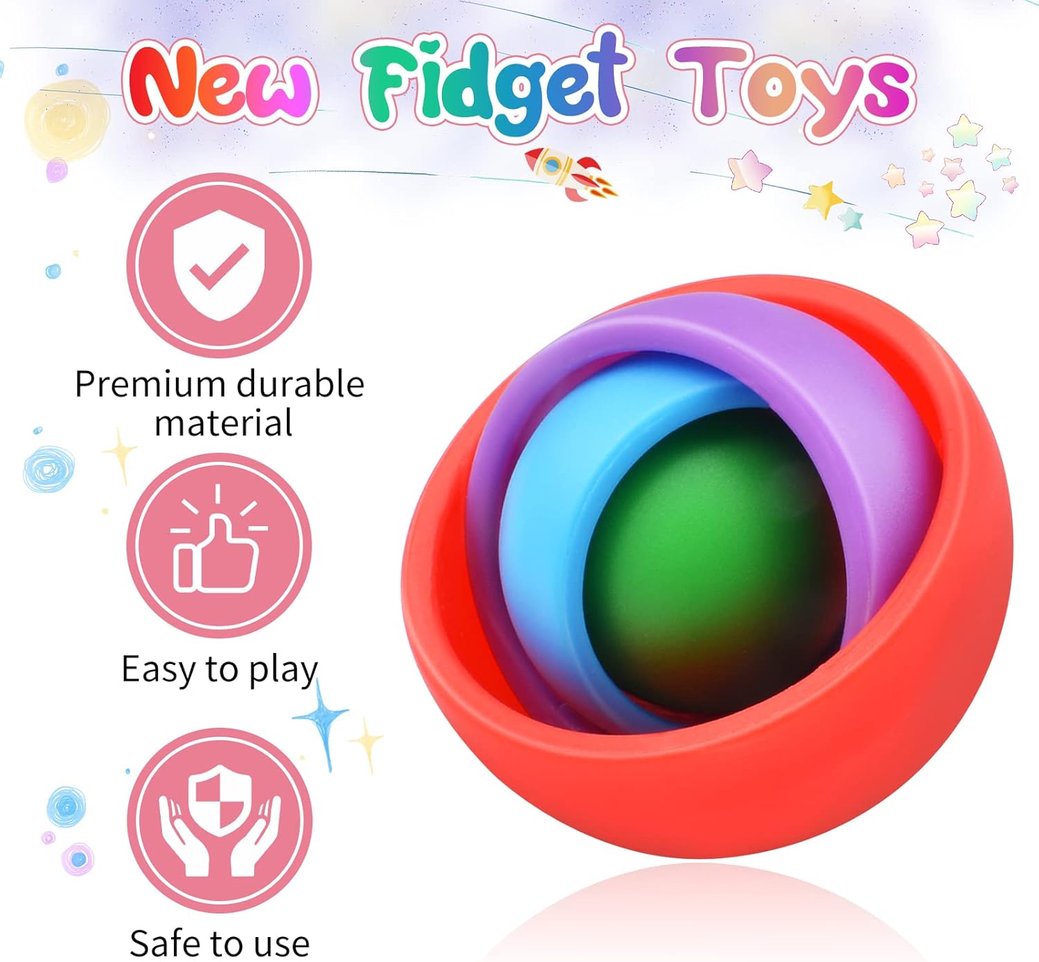 Fidget Toys for Kids, Fidget Stocking Stuffers for Adults, Gifts for Boys Girls Teens Kids Christmas New Year, ADHD Autism Stress Relief Finger Toys Classroom