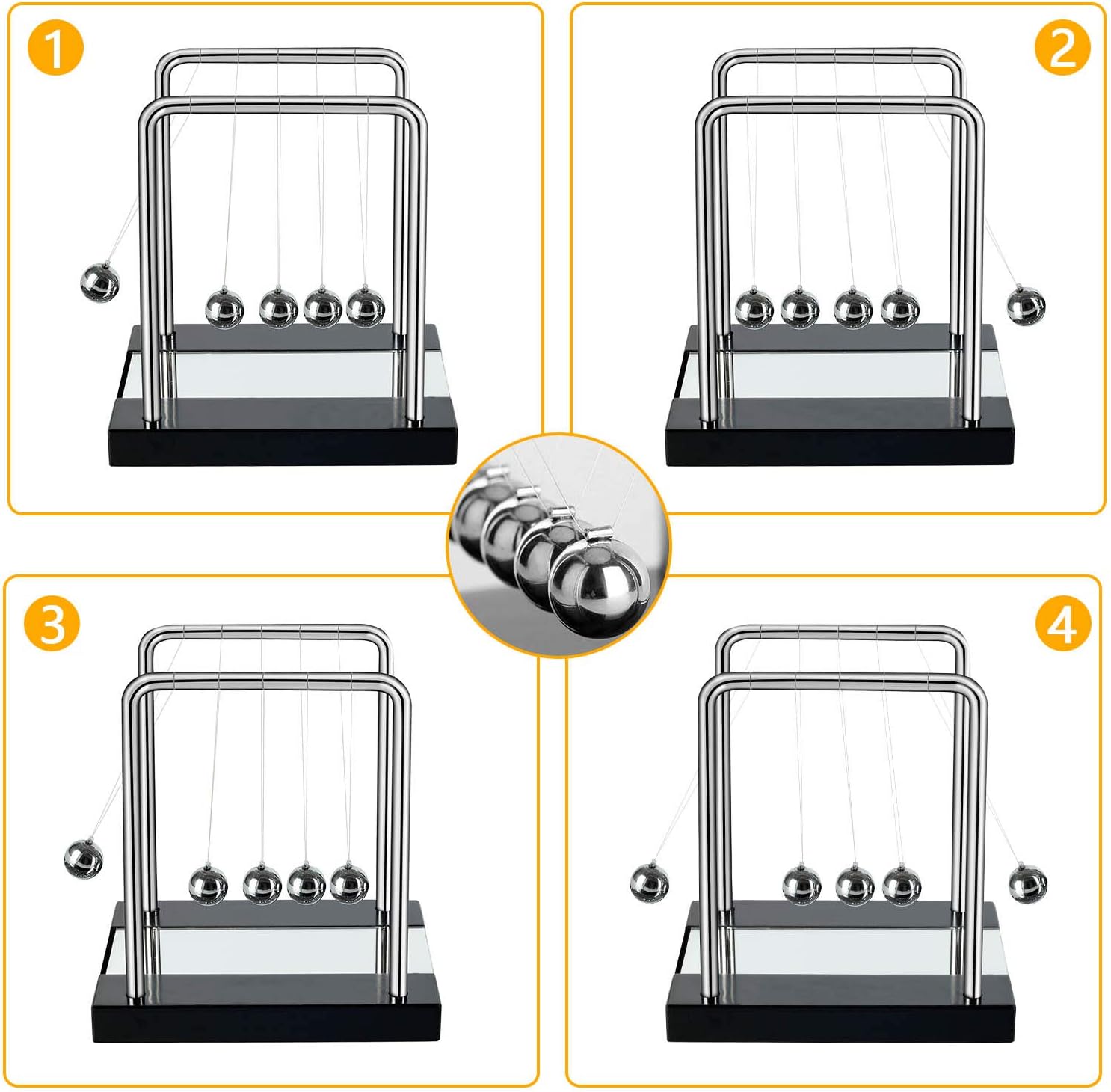 Newton's Cradle Desk Table Decor Metal Pendulum Ball Newton Ball Physics Science Pendulum Steel Balance Ball for Office Physics Teacher Toys