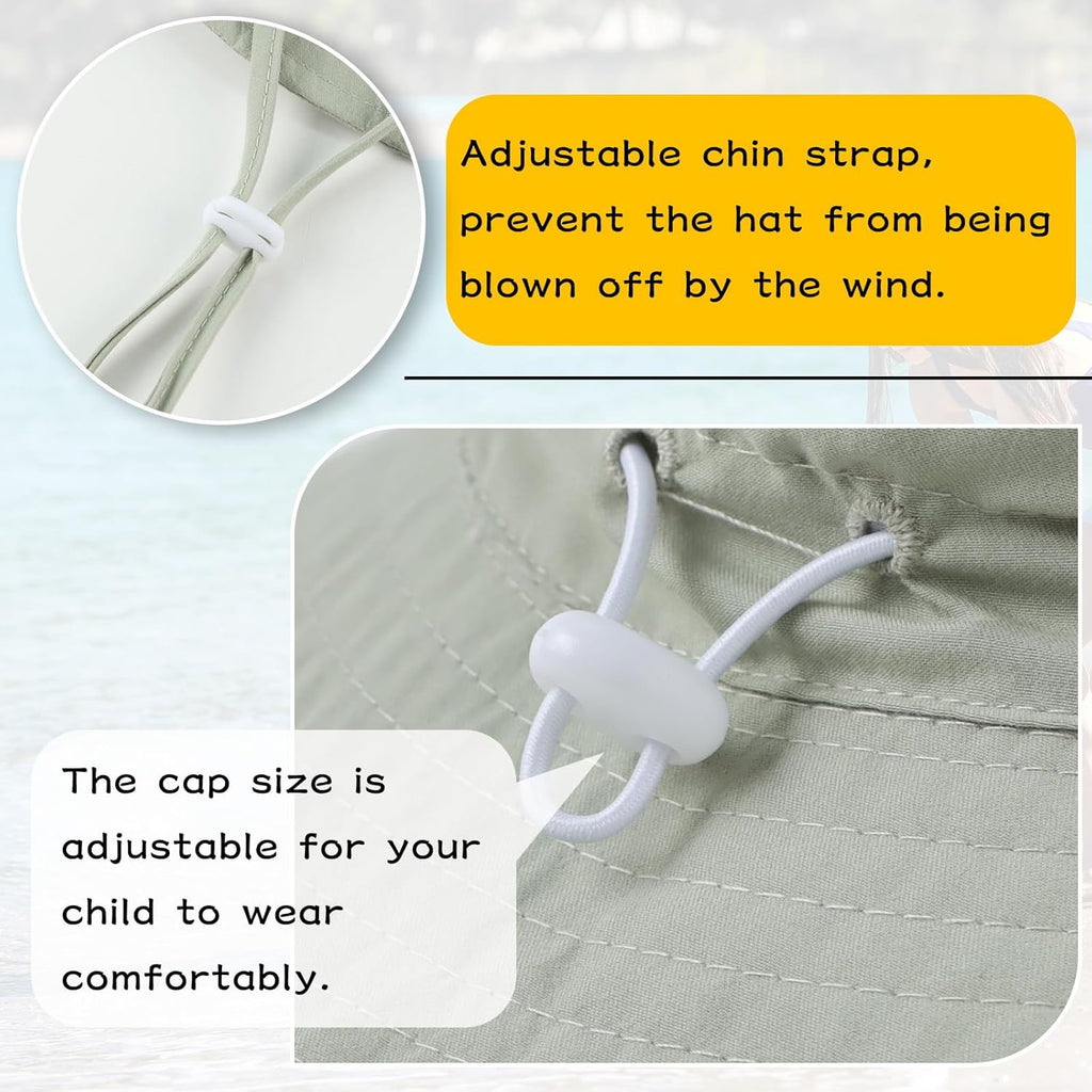 Peecabe Summer Baby Sun Hat for Boys Girls UPF 50+ Wide Brim Toddle Bucket Hat Adjustable Baby Beach Cap 0-8 Years