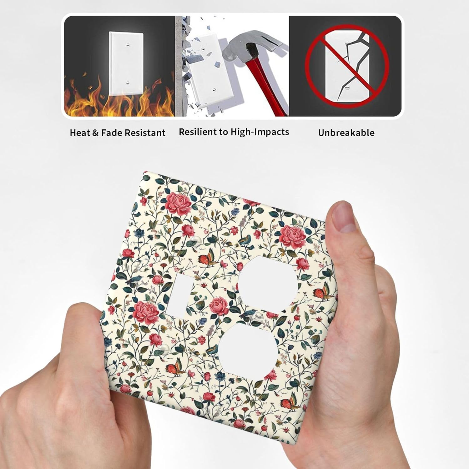 Wallplates Vintage Flowers Rose Leaf Bird Butterfly 1 Toggle 1 Duplex Switch Plate Electrical GFCI Faceplate Decorative Light Switch Covers for Bedroom living Room Decor