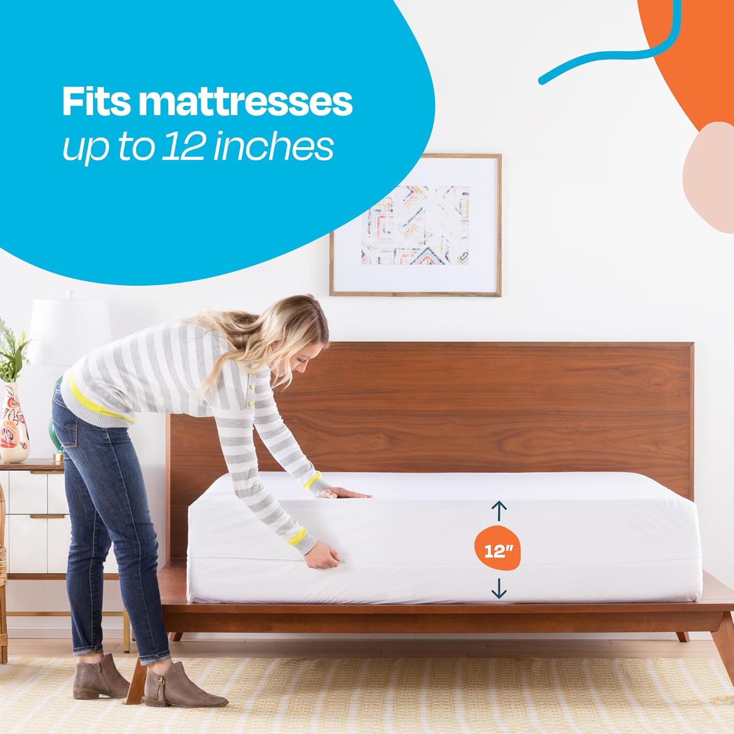 Linenspa Zippered Mattress Encasement – King Size Waterproof Mattress Protector – Quiet Cover & Complete protection – Dorm Room Essentials, White