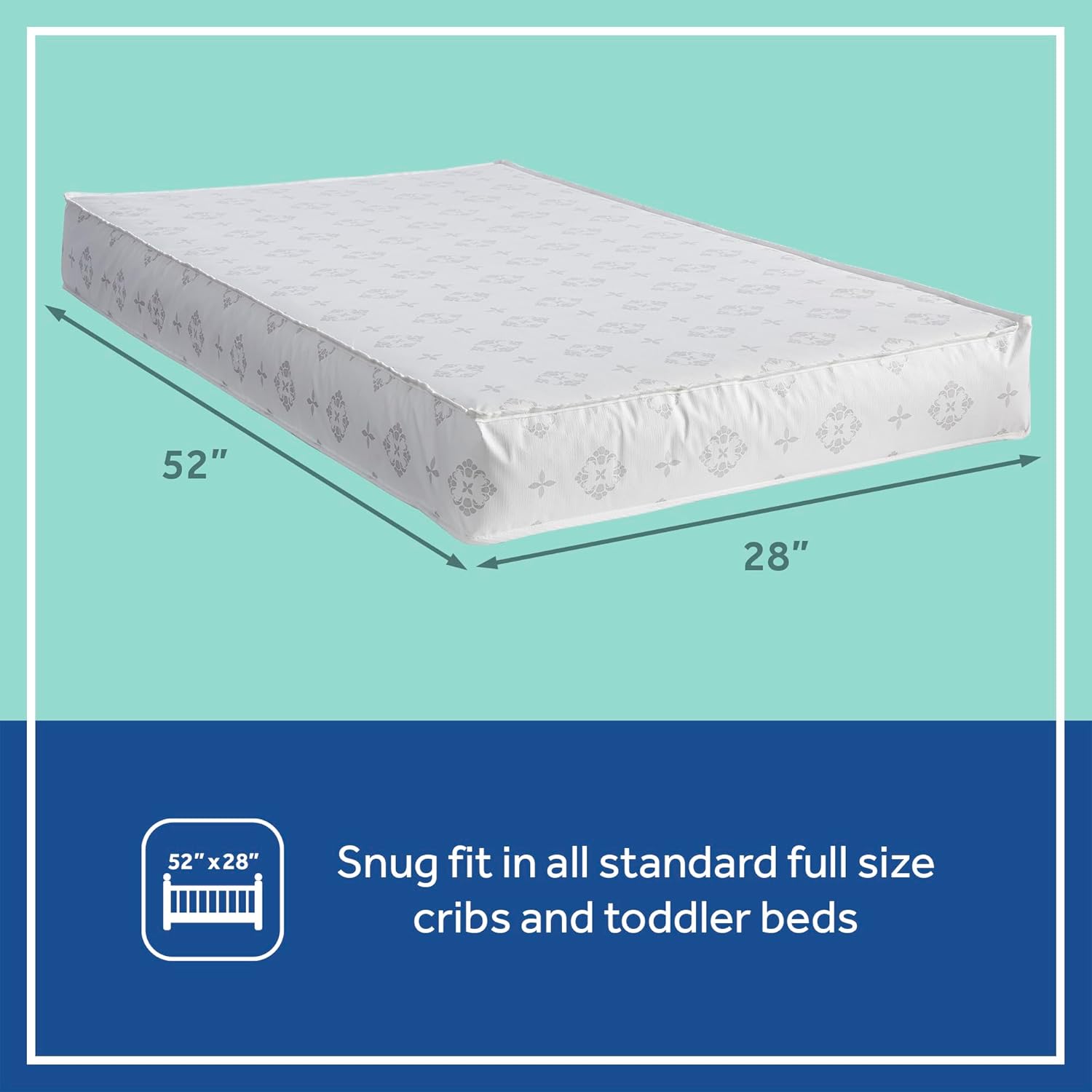 Sealy Baby Airy Night Diamond Breathable Crib Mattress, Made in USA, GREENGUARD GOLD Certified, Supportive & Sustainable Mesh Surface, 2 Stage, Toddler Bed Fit, Safety & Quality Tested, 52x28"