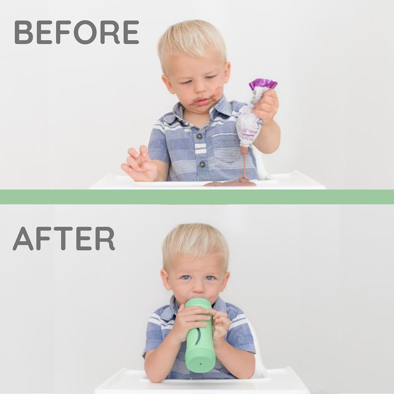 Subo Baby Food Bottle Starter Set | No Mess Baby Toddler Self Feeder | Squeeze Free Design for Purees, Smoothies, Yogurt, Oatmeal, or Thickened Liquids | Reusable Silicone Washable Cup (Mint)