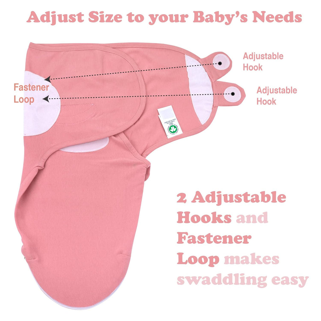 Bublo Baby Organic Swaddles for Newborns – Zipper Swaddles 0-3 Months, 3-Pack – Infant Sleep Sack with Zipper – Adjustable & Breathable Swaddle Blanket Wrap for Newborn Girls (Dusty Pink)