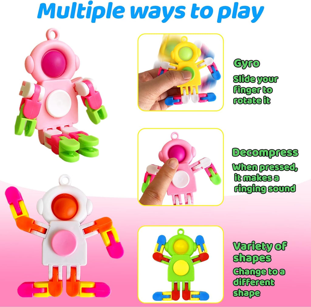 20 PCS Fidget Sensory Spinner Toys,Astronaut Key Chain Fingertip Toy,Transformable Fingertip Gyro Toy for Kids Adults,Stress Relief,Birthday Party Gift,Classroom Prizes